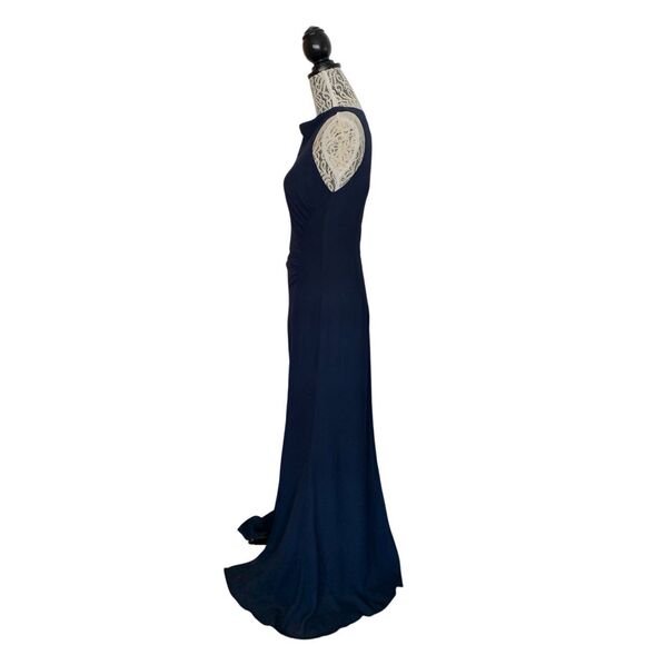Reformation Senna Draped Neck Georgette Maxi Dress Navy Size 4 - Picture 3 of 12